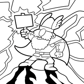 Thor cartoon drawing black and white vector