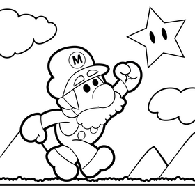 Mario cartoon drawing black and white vector
