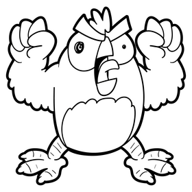 Angry birds cartoon black and white clipart