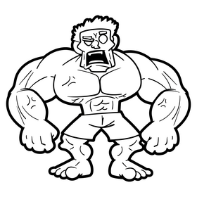 Hulk cartoon black and white clipart