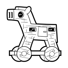 Trojan horse cartoon black and white clipart