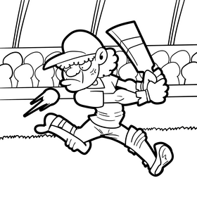 Cricket cartoon drawing black and white vector