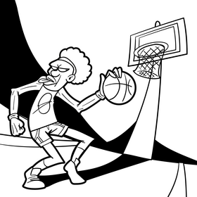 Basketball cartoon drawing black and white vector