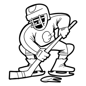 Hockey cartoon black and white clipart
