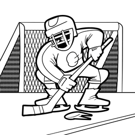 Hockey cartoon drawing black and white vector