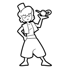 Aladdin cartoon black and white clipart