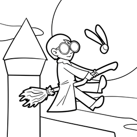 Harry Potter cartoon drawing black and white vector