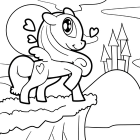My Little Pony cartoon drawing black and white vector