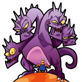 Hercules and hydra dragon cartoon clipart