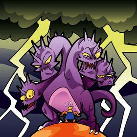 Hercules and hydra dragon cartoon vector