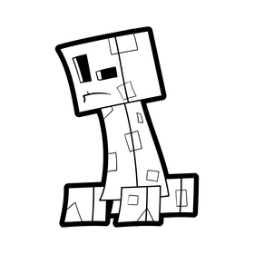 Minecraft cartoon black and white clipart