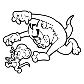 Tom and Jerry cartoon black and white clipart