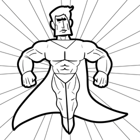 Superman cartoon drawing black and white vector
