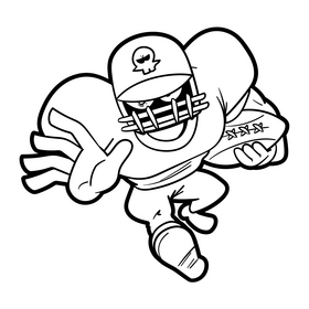 Rugby cartoon black and white clipart