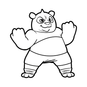 Kung Fu Panda cartoon black and white clipart