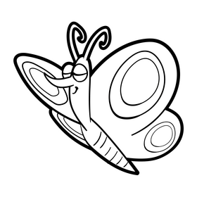 Butterfly cartoon black and white clipart
