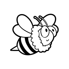 Bee cartoon black and white clipart