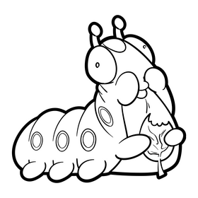 Caterpillar cartoon black and white clipart