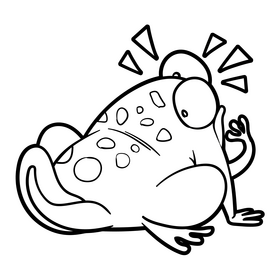 Frog cartoon black and white clipart