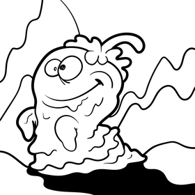 Tardigrade cartoon drawing black and white vector free download