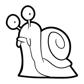 Slug cartoon black and white clipart