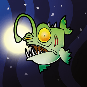 Deep sea fish cartoon vector