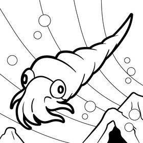 Cephalopod squid cartoon drawing black and white vector