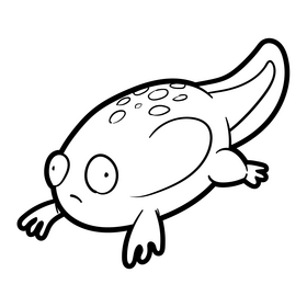 Tadpole cartoon black and white clipart