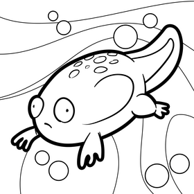 Tadpole cartoon drawing black and white vector