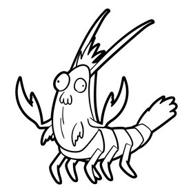 Crayfish cartoon black and white clipart