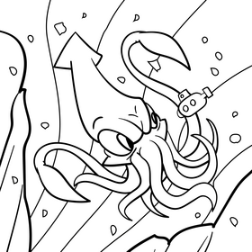Kraken cartoon drawing black and white vector