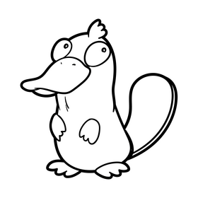 Platypus cartoon black and white clipart