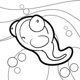 Tadpole cartoon drawing black and white vector