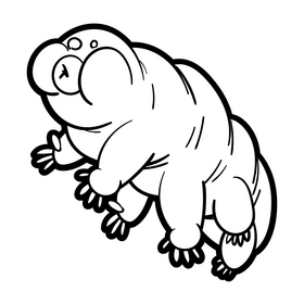Tardigrade cartoon black and white clipart