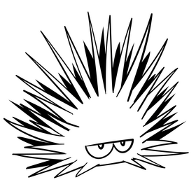 Sea urchin cartoon black and white clipart