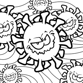 Virus cartoon drawing black and white vector
