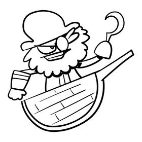Pirate cartoon black and white clipart