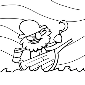 Pirate cartoon drawing black and white vector