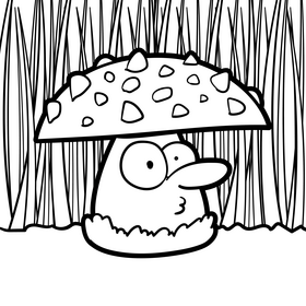 Mushroom cartoon drawing black and white vector