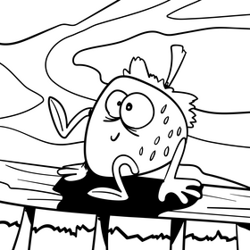 Strawberry cartoon drawing black and white vector