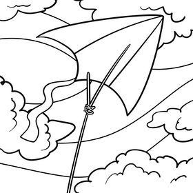 Kite cartoon drawing black and white vector