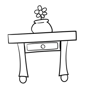 Table cartoon black and white clipart