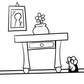 Table cartoon drawing black and white vector