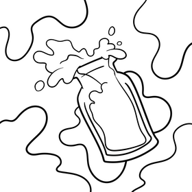 Milk cartoon drawing black and white vector