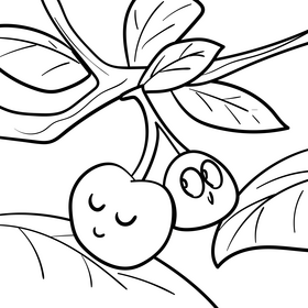 Cherry cartoon drawing black and white vector