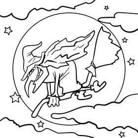 Witch cartoon drawing black and white vector