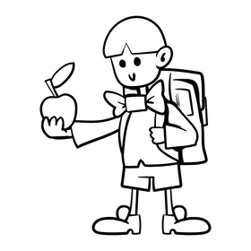 Student cartoon black and white clipart