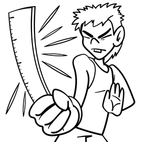 Ruler cartoon drawing black and white vector