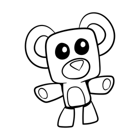 Teddy bear cartoon black and white clipart