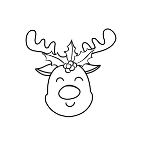 Christmas Reindeer head black and white clipart